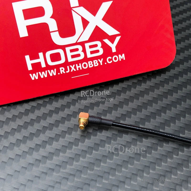 Right-angle MMCX connector on a black 5.8GHz FPV antenna cable for Panda or RUSH SOLO VTX