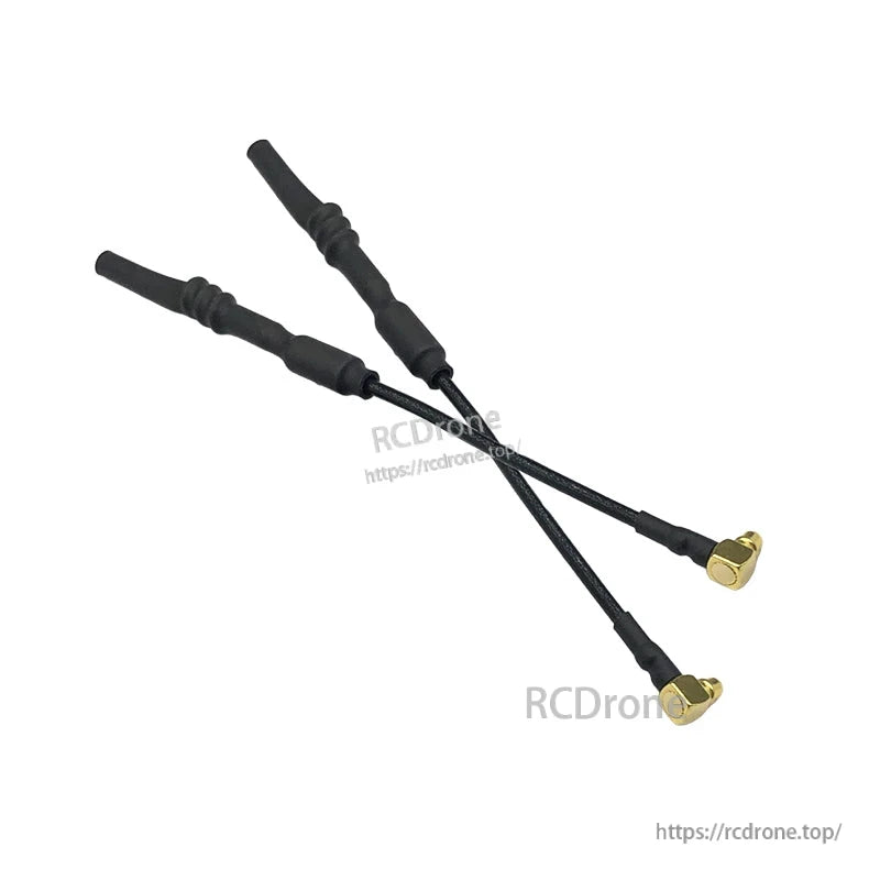 Pair of 5.8GHz FPV omnidirectional antennas with black coax leads and right-angle MMCX connectors