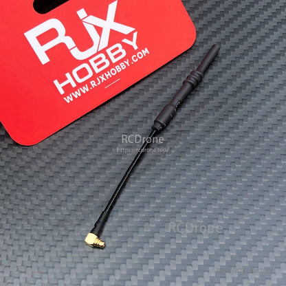 RJX 5.8G omnidirectional FPV antenna with long coax lead and right-angle MMCX connector