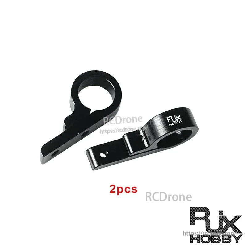 Pair of RJX black aluminum alloy 10mm tube clamp connectors with 9-shape mounting tabs for carbon boards