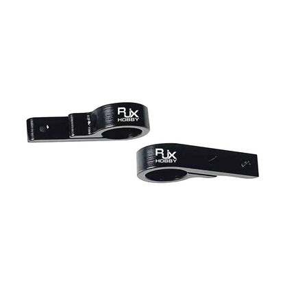 Pair of RJX HOBBY aluminum alloy 10mm tube clamp connectors with flat mounting arms, black finish