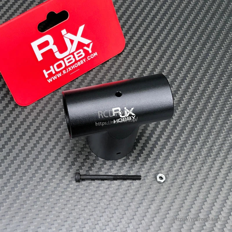 RJX Hobby aluminum tee landing gear tube connector joint for UAV drones, black finish with bolt and nut