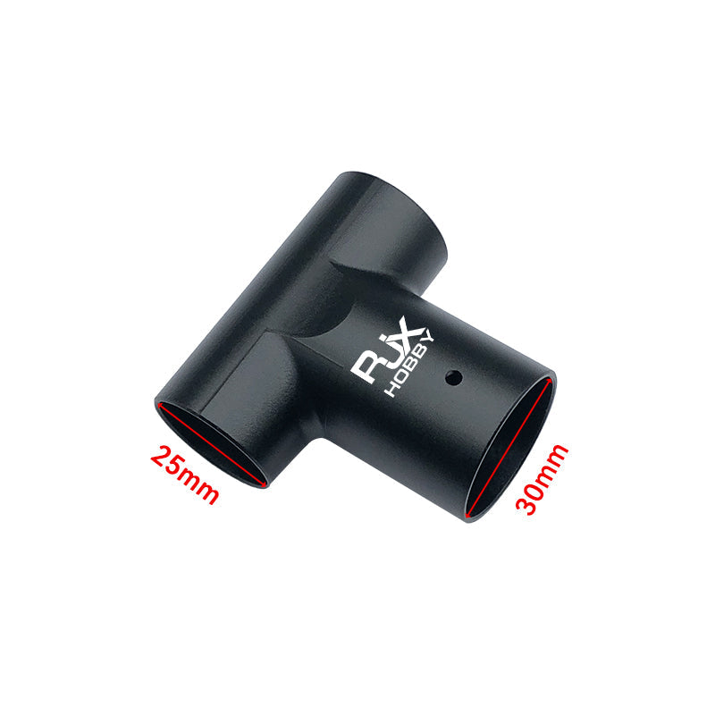 RJX Hobby aluminum alloy tee tube connector joint for UAV landing gear, 30mm to 25mm openings