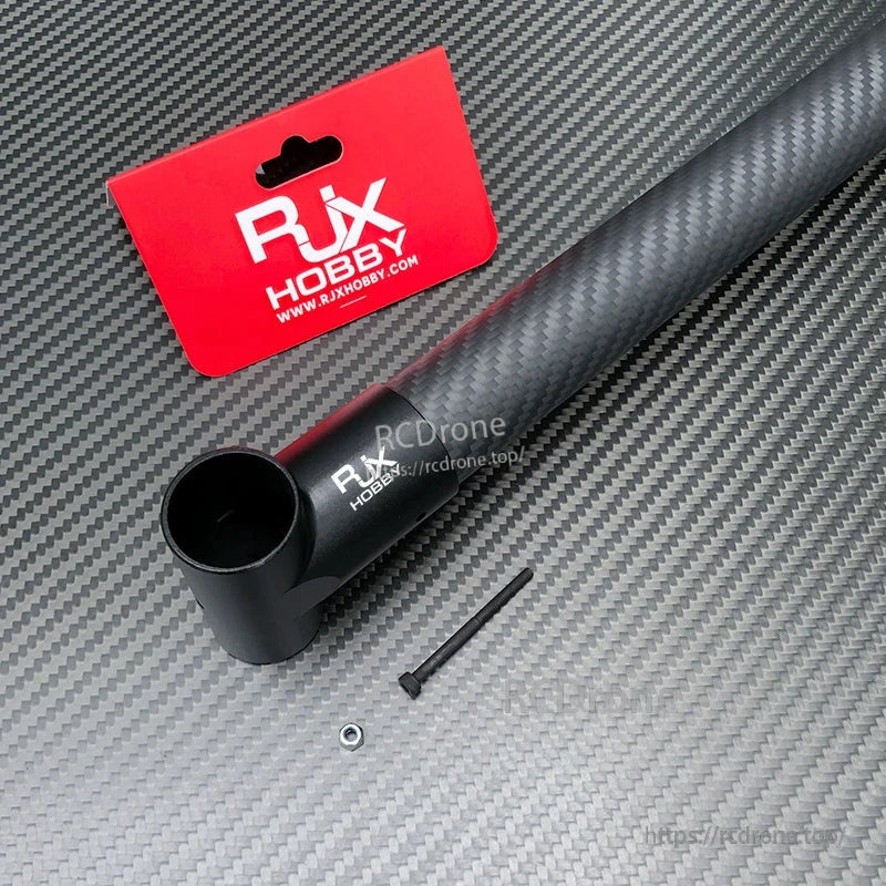 RJX Hobby black aluminum tee tube connector joint with mounting bolt and nut for drone landing gear