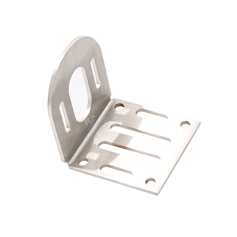 RJX 304 Stainless Steel Motor Mount, RJX 304 stainless steel L-shaped motor mount bracket with slotted holes and four corner mounting holes