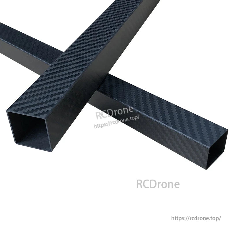 RJX 30x27x1000mm Square Carbon Fiber Tube, Square carbon fiber tube with woven finish and hollow interior for RC builds, 30x27x1000mm