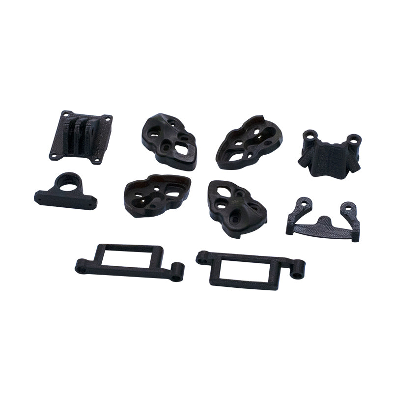 Set of black 3D printed replacement brackets and mounts for Mark5 DC O3 FPV drone build