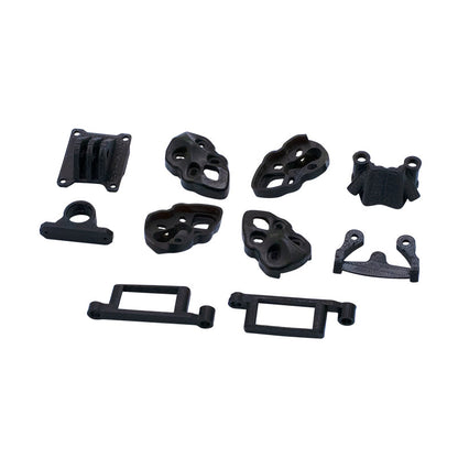 Set of black 3D printed replacement brackets and mounts for Mark5 DC O3 FPV drone build