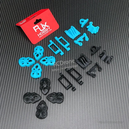 RJX Hobby 3D printed replacement parts set with blue and black mounts and brackets for Mark5 drones