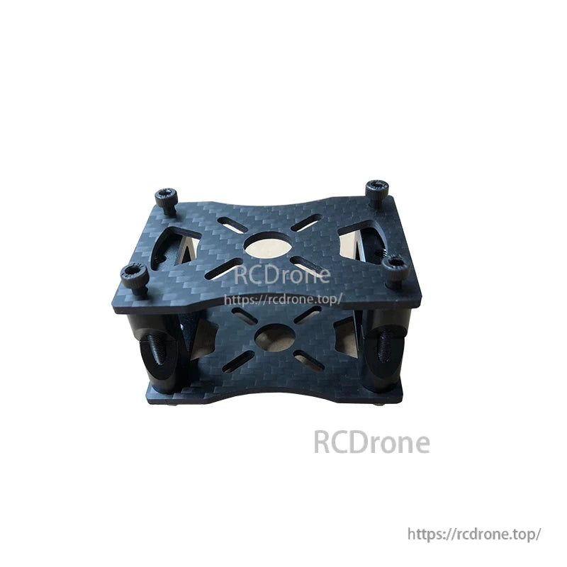 Carbon fiber tube clamp and motor mount bracket set with slotted plate, four bolts, for 20mm square tubes