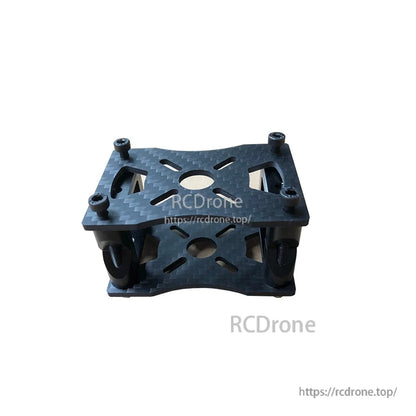 Carbon fiber tube clamp and motor mount bracket set with slotted plate, four bolts, for 20mm square tubes
