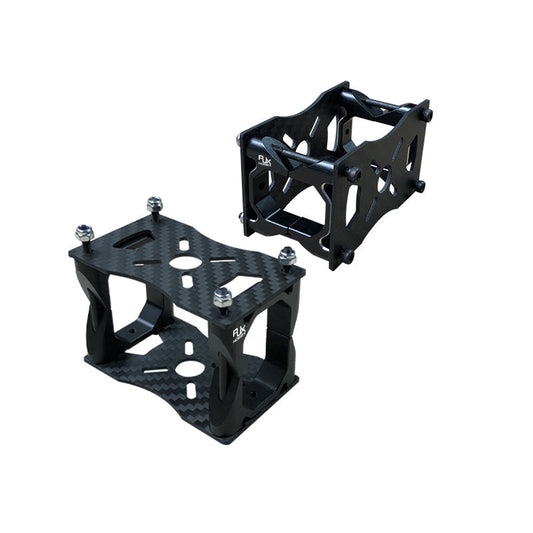 RJX carbon fiber tube clamp and motor mount bracket set with bolted open-frame design and mounting plate