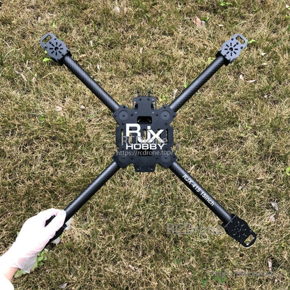 RJX X-type quadcopter frame kit with carbon tube arms and central mounting plate, marked RJX-415 15 inch