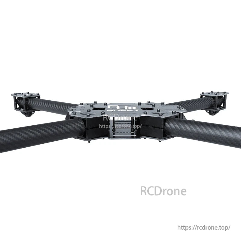 RJX X-type quadcopter frame kit with carbon tube arms, central plate stack, and four motor mount corners