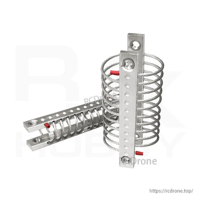 Steel wire rope vibration isolators with aluminum mounting bars and coiled cable design for UAV gimbal mounts