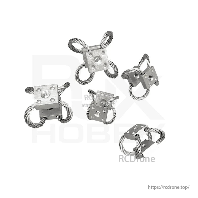 Set of 4 steel wire rope vibration isolator mounts with metal plates for RC UAV gimbal damping