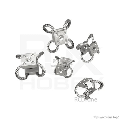 Set of 4 steel wire rope vibration isolator mounts with metal plates for RC UAV gimbal damping