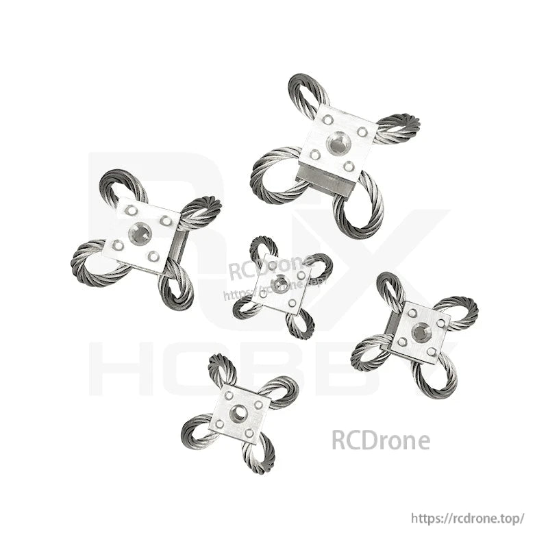 Set of 4 steel wire rope vibration isolators for RC UAV gimbal mounting with square metal plates