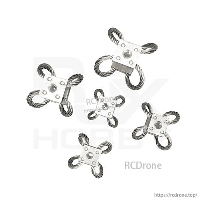 Set of 4 steel wire rope vibration isolators for RC UAV gimbal mounting with square metal plates