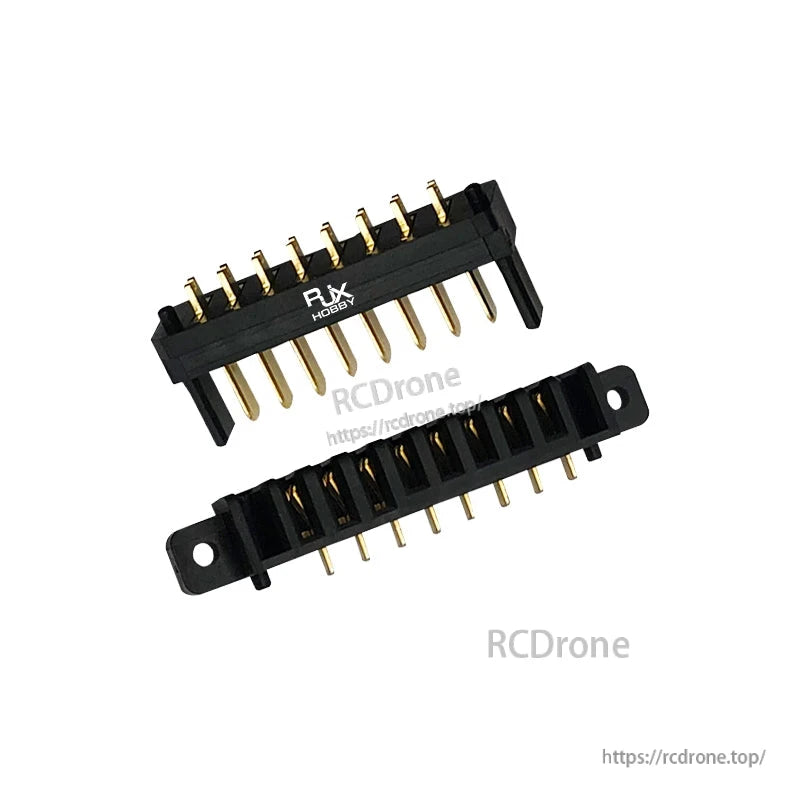 RJX 5 Pairs 8-Pin Drone Battery Connector, RJX Hobby 8-pin drone battery connector set with black keyed housings, gold pins, and mounting tabs
