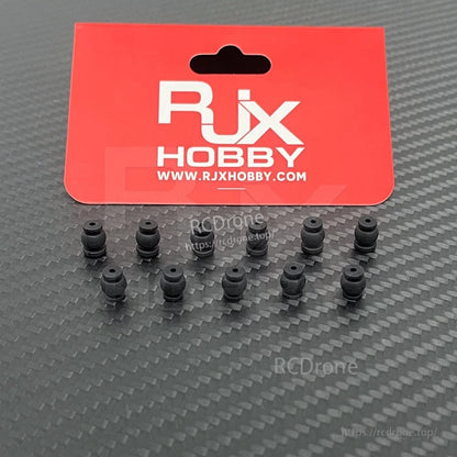 RJX 50pcs 1.5x6x8mm / 1.5x6x8.8mm Damping Ball, RJX Hobby black rubber damping balls for RC builds, small grommet-style vibration mounts on carbon fiber surface