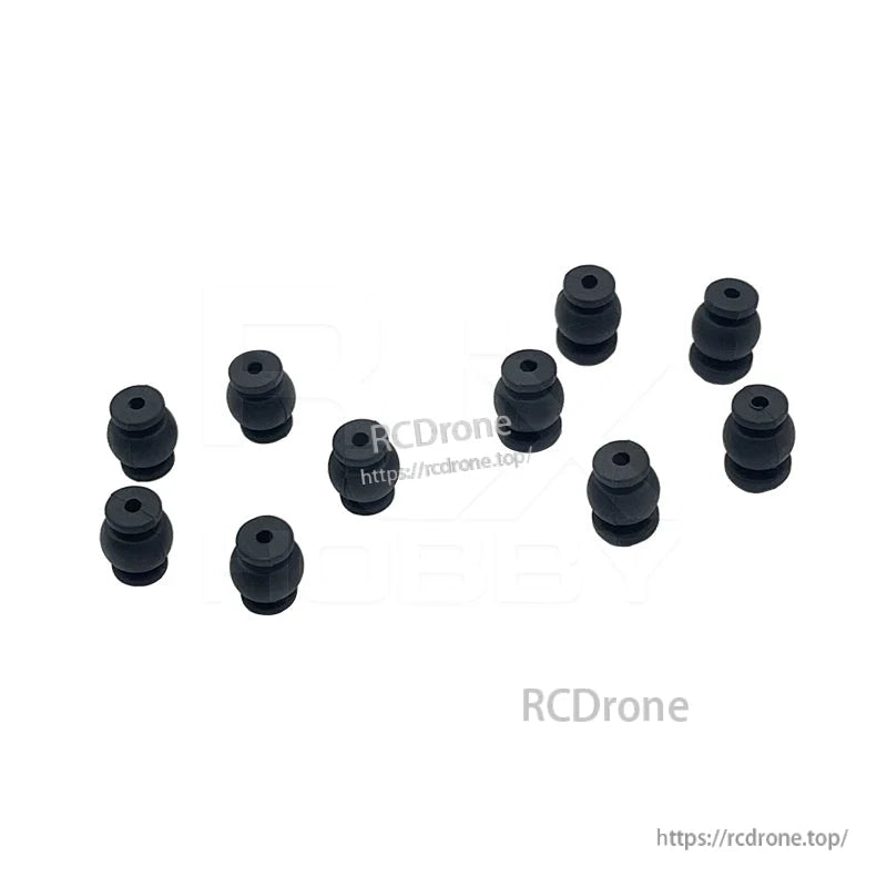 RJX 50pcs 1.5x6x8mm / 1.5x6x8.8mm Damping Ball, Black rubber vibration damping balls with center hole, small grommet-style mounts for RC/drone parts