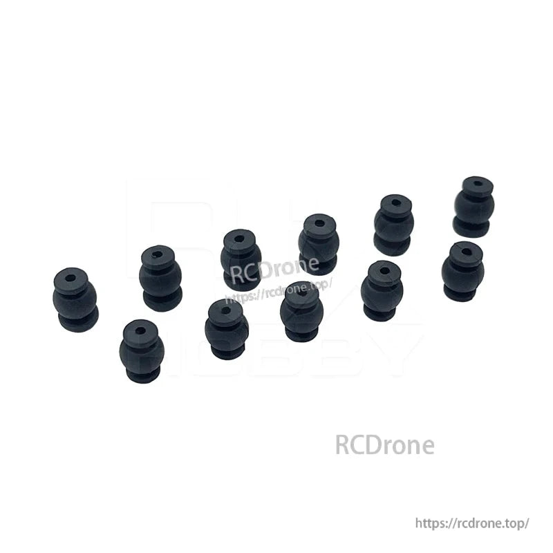 RJX 50pcs 1.5x6x8mm / 1.5x6x8.8mm Damping Ball, Set of small black RJX rubber damping balls with center holes for vibration isolation, 1.5x6x8mm sizes