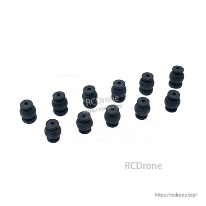 RJX 50pcs 1.5x6x8mm / 1.5x6x8.8mm Damping Ball, Set of small black RJX rubber damping balls with center holes for vibration isolation, 1.5x6x8mm sizes