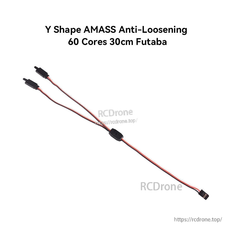 Y-shaped AMASS anti-loosening servo splitter cable, 30cm lead with Futaba/JR-style 3-pin connectors