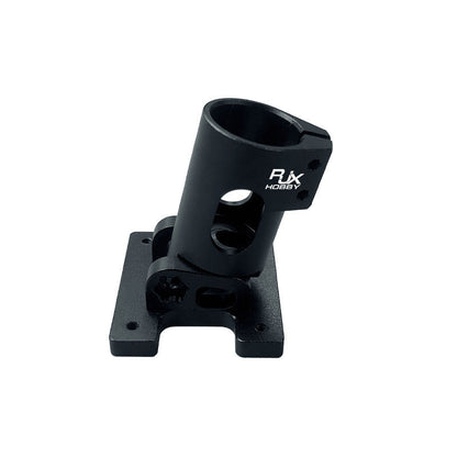 RJX 80° D20mm Landing Gear Fixed Connector, RJX Hobby landing gear fixed connector with black clamp-style tube mount and flat base plate
