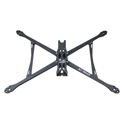 RJX A1 10-inch carbon fiber FPV racing drone frame kit with X-style arms and multiple mounting holes