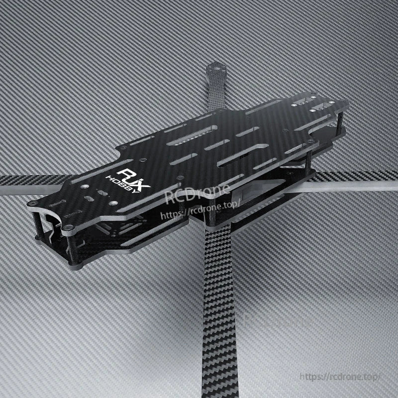 RJX carbon fiber FPV racing drone frame kit with slotted matte twill top plate and long carbon fiber arms