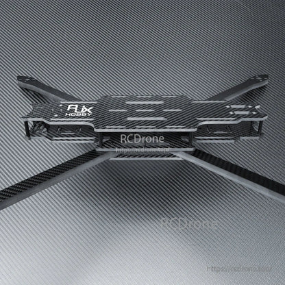 RJX A1 carbon fiber FPV racing drone frame kit with twill matte plates, wide arms, and layered center stack