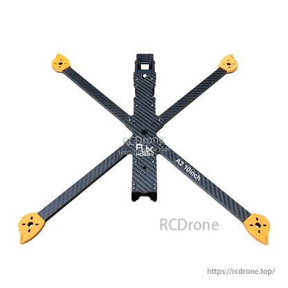 RJX A2 10-inch carbon fiber FPV drone frame kit with X-style arms and orange motor mount plates