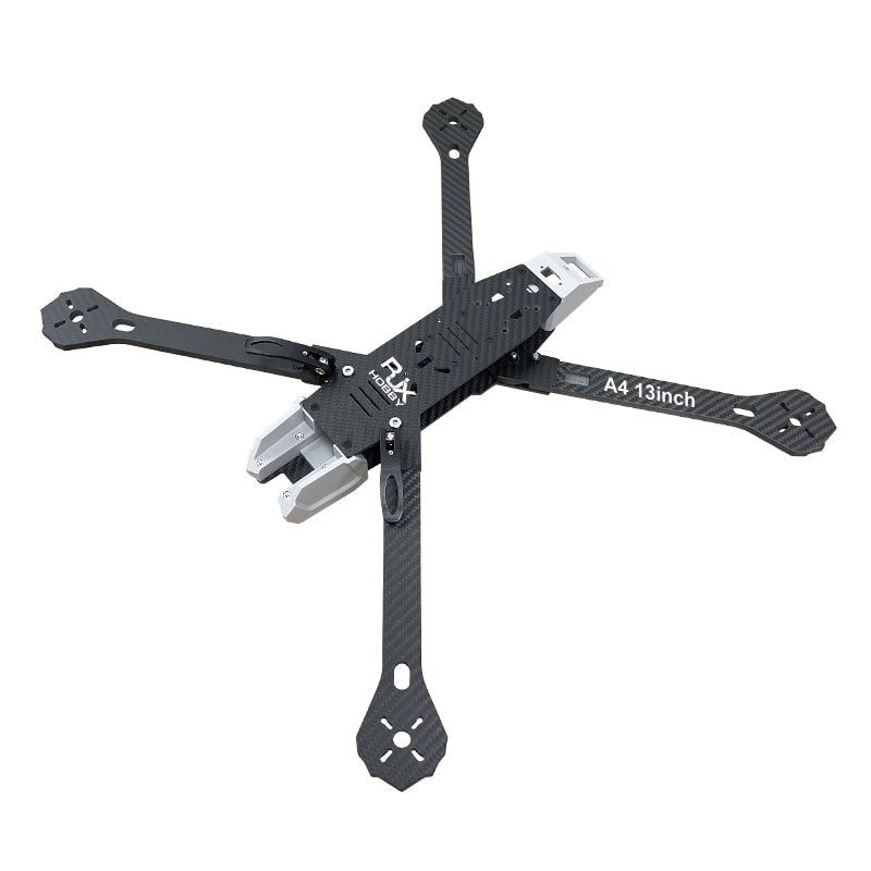 RJX A4 13inch carbon fiber FPV racing drone frame with four arms and aluminum mounting brackets