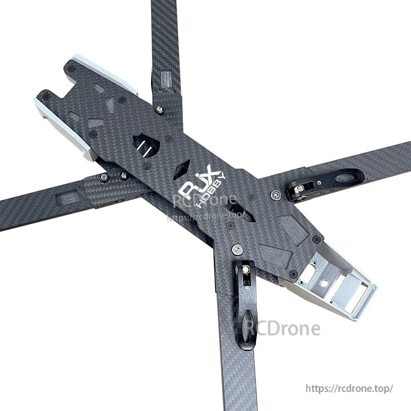 RJX A4 carbon fiber FPV racing drone frame kit with X-style arms and metal mounting brackets