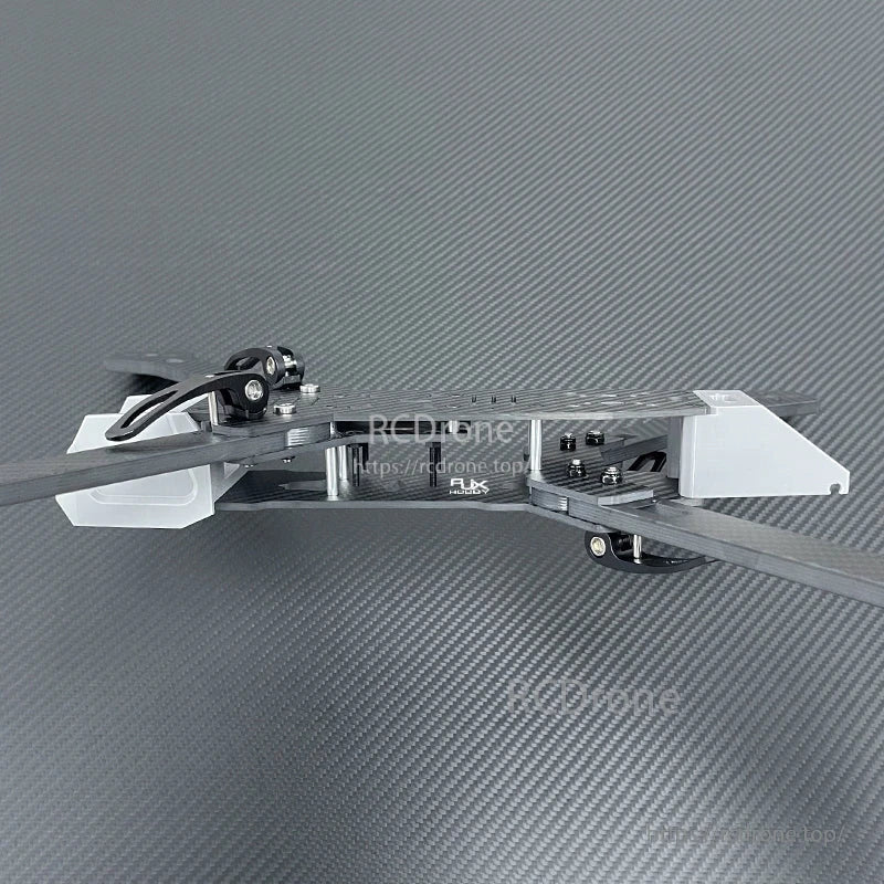 RJX A4 13-inch FPV freestyle racing drone carbon fiber frame kit, side view with standoffs and top plate