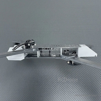 RJX A4 13-inch FPV freestyle racing drone carbon fiber frame kit, side view with standoffs and top plate