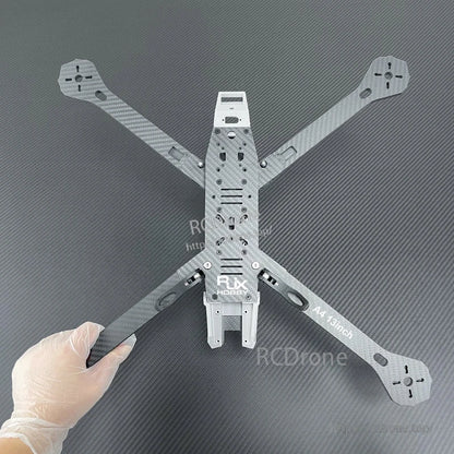 RJX A4 13-inch carbon fiber FPV drone frame kit in X layout with four arms and slotted center plate