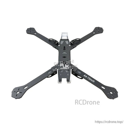 RJX A4 13-inch carbon fiber FPV freestyle drone frame kit with X-style arms and central mounting plate