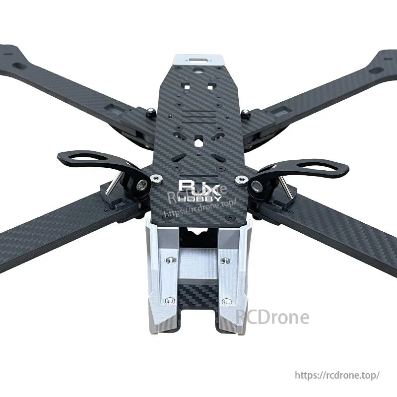 RJX A4 carbon fiber FPV racing drone frame with four arms and front aluminum camera mount