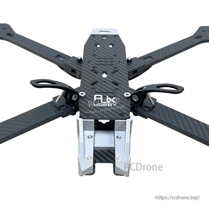 RJX A4 carbon fiber FPV racing drone frame with four arms and front aluminum camera mount