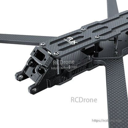 RJX A5 carbon fiber FPV racing drone frame kit with front camera mount and top plate close-up
