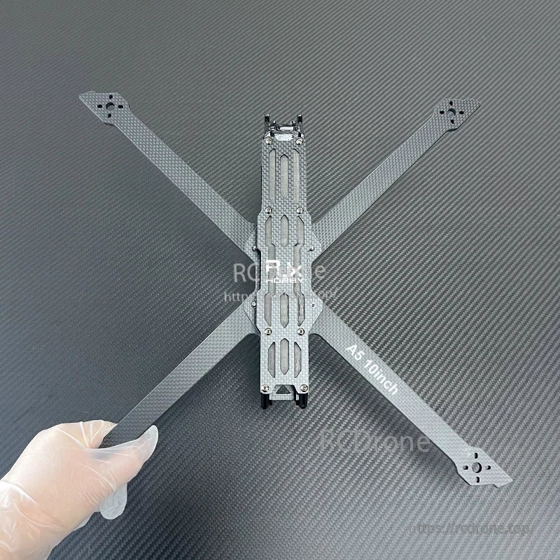 RJX A5 10-inch carbon fiber FPV drone frame kit with X-style arms and slotted center plates