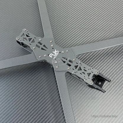 RJX A5 10-inch carbon fiber FPV drone frame in X configuration with center plate and metal fasteners