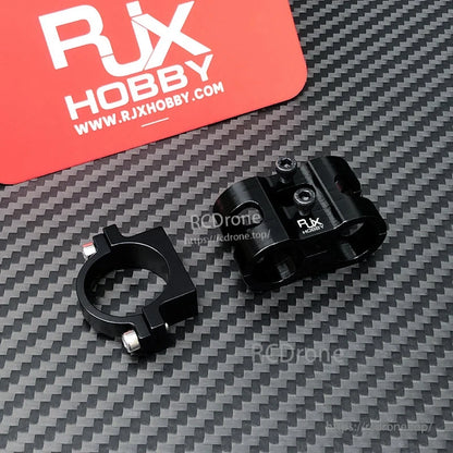 RJX AS150 Holder Mount, RJX Hobby AS150 holder mount set with black aluminum clamp ring and dual clamp block with screws