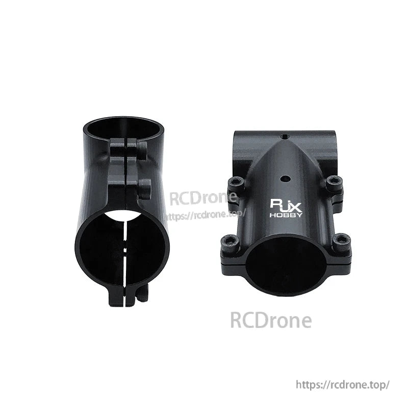 RJX aluminum 30mm-to-30mm tee joint landing gear connector clamp for RC drone tubes, black finish