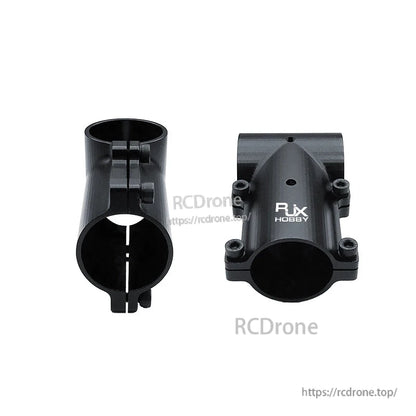 RJX aluminum 30mm-to-30mm tee joint landing gear connector clamp for RC drone tubes, black finish