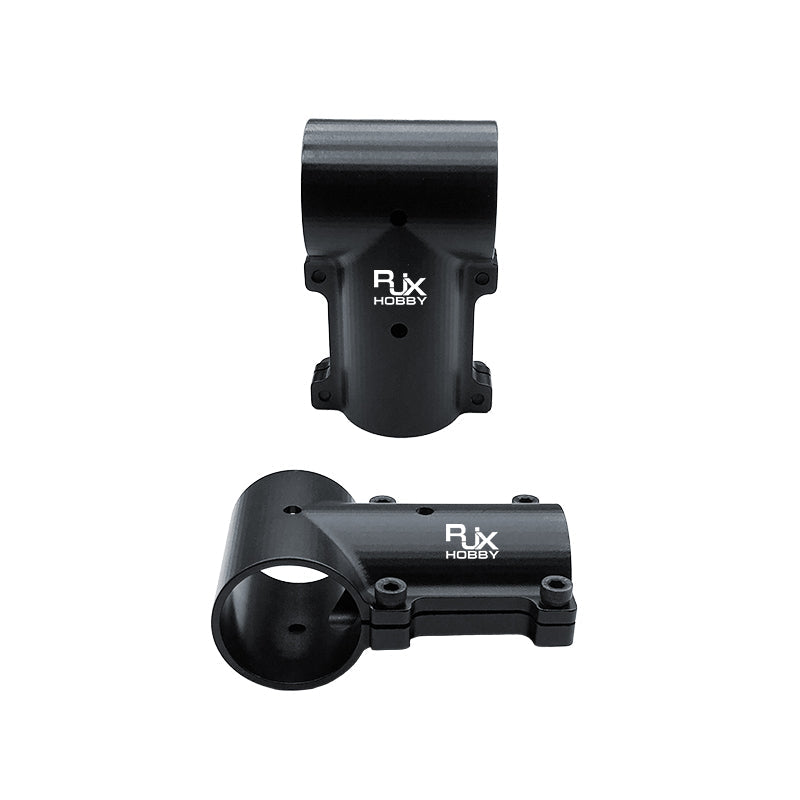 RJX Hobby aluminum 30mm tee joint landing gear connector clamp adapter with bolt holes, black finish