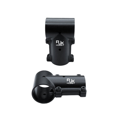 RJX Hobby aluminum 30mm tee joint landing gear connector clamp adapter with bolt holes, black finish